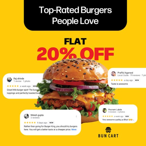 Bun Cart social media advertisement built around real customer reviews, designed by Aveera Design Solutions