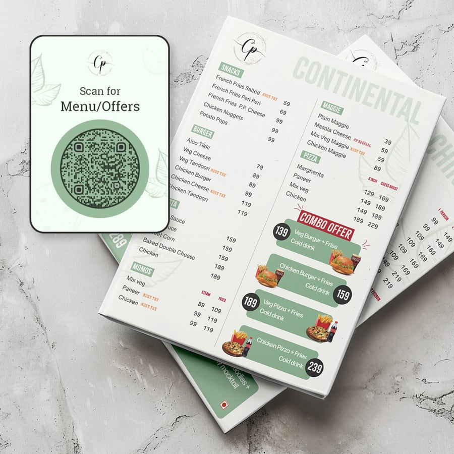 CP booklet menu printed and finished by Aveera Design Solutions