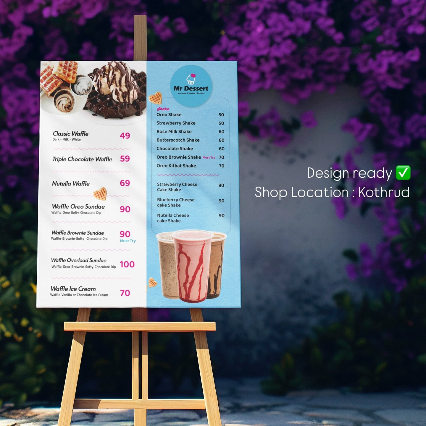 Mr Dessert menu card designed by Aveera Design Solutions